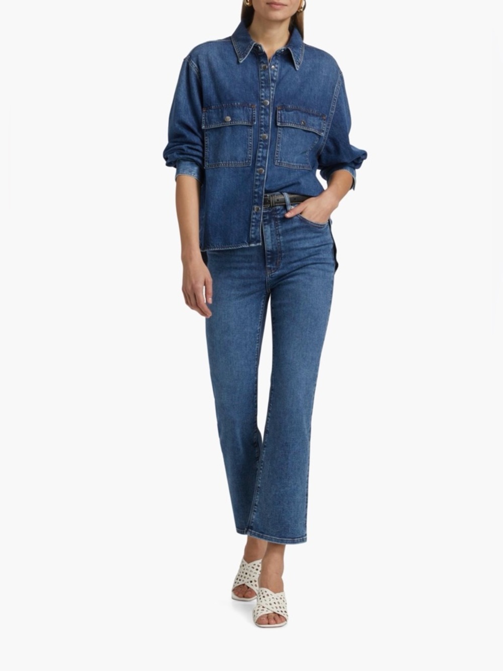 NWT FRAME The Long Sleeve
 Hi-Low Denim Shirt - Wander